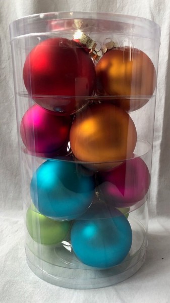 Kugeln Christbaum Weihnachtsbaum bunt Mille Fiori 6 cm 12 Stk punk türkis orange