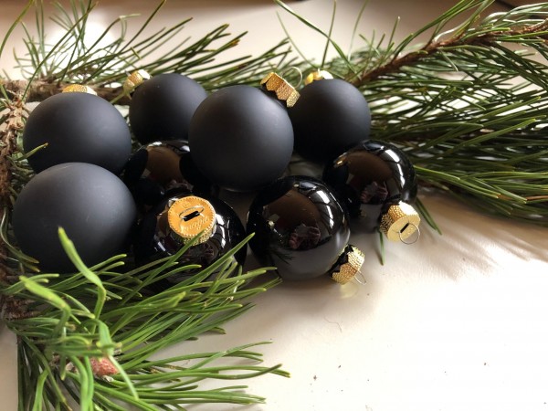 Christbaumkugeln 30 Stk. Schwarz Hochglanz Matt 4 cm