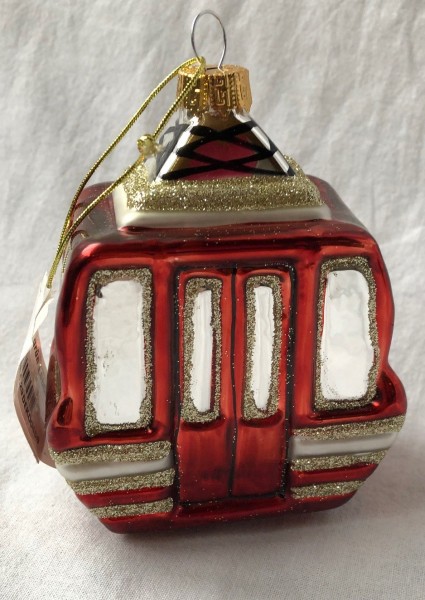 Kugel Christbaum Gondel Skilift Lift rot Baumschmuck Glas Ornament Weihnachten