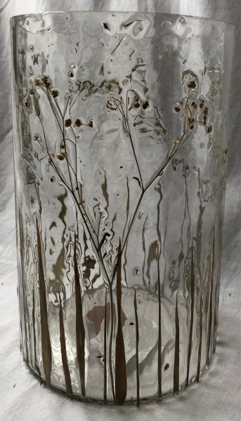 Glas Teelichthalter Vase Deko Natural Living Natur Blumen im Glas D. 13 cm H: 20 cm