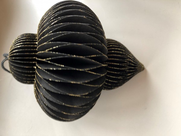Ormament schwarz gold hängend H: 18 cm Anhänger Eiszapfen