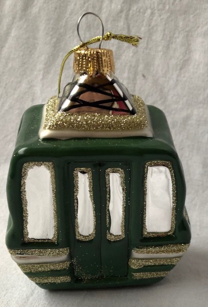 Kugel Christbaum Gondel Skilift Lift GRÜN Baumschmuck Glas Ornament Weihnachten